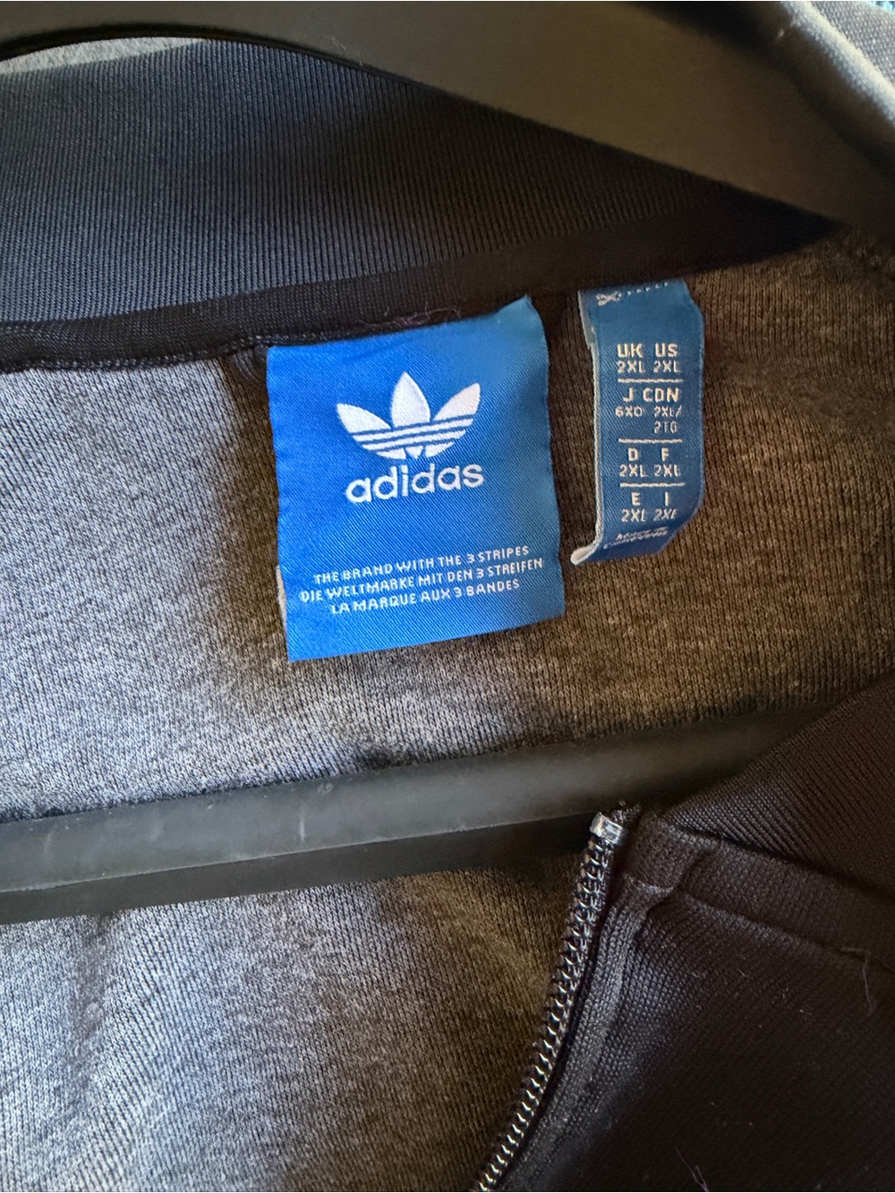 adidas Black Track Jacket with White 3-Stripe Detail - Picture 2 of 3